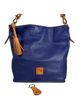 Dooney Bourke Florentine Sloan Blue Leather Shoulder Bag w/ Keychain + Tassels